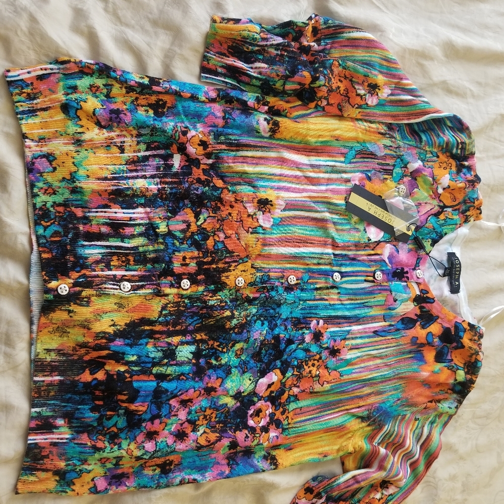 NWT lightweight cardigan colorful design large